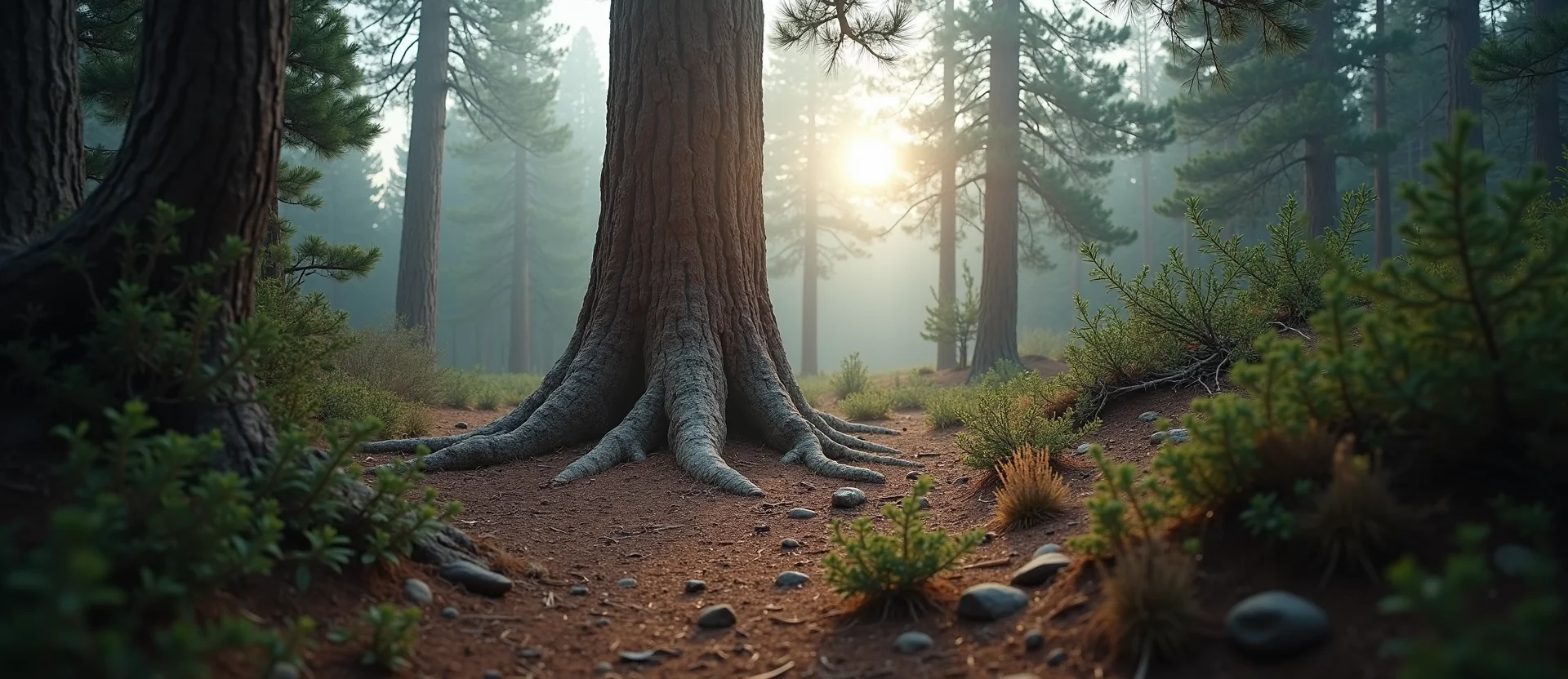 Symbolizing Growth/Resilience: A local Ponderosa Pine gnarled juniper roots. - AI Generated