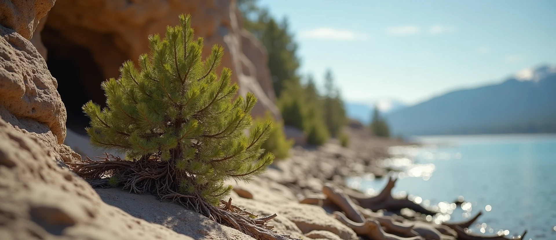 Symbolizing Growth/Resilience: A local Sierra Juniper tree growing out of a rock cleft. - AI Generated