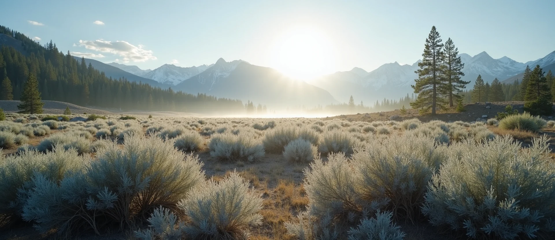 Symbolizing Identity/Local: A local Sagebrush (Artemisia tridentata) Sierra Nevada skyline. - AI Generated