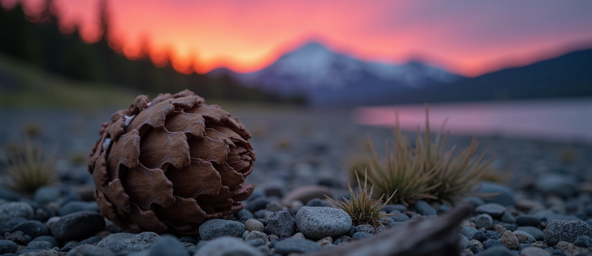 Symbolizing Seed/New Beginning: A local Bitterbrush opening pine cone. - AI Generated