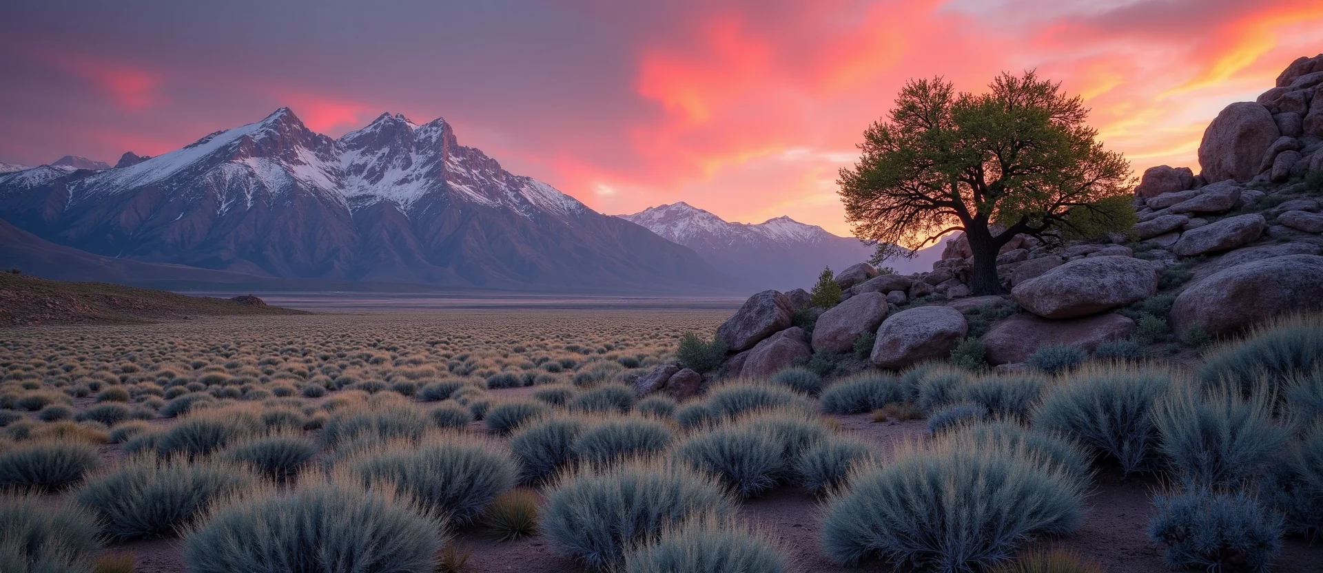 Symbolizing Growth/Resilience: A local Rabbitbrush tree growing out of a rock cleft. - AI Generated