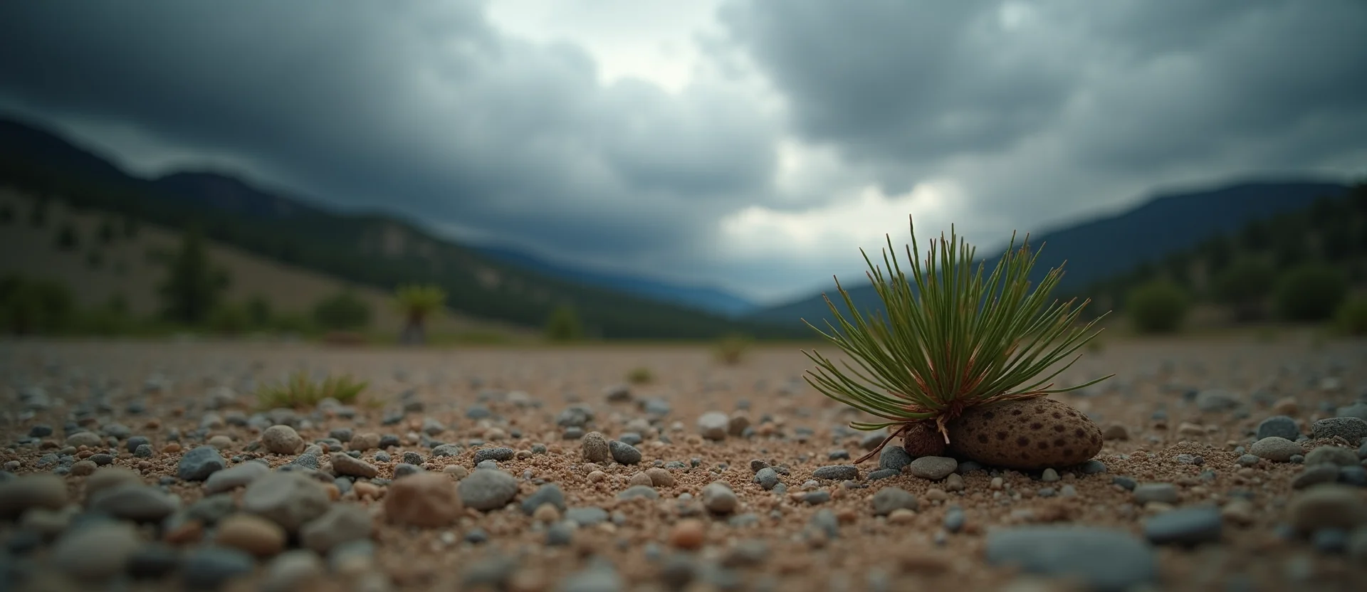 Symbolizing Seed/New Beginning: A local Mountain Mahogany single pine seed on dry earth. - AI Generated