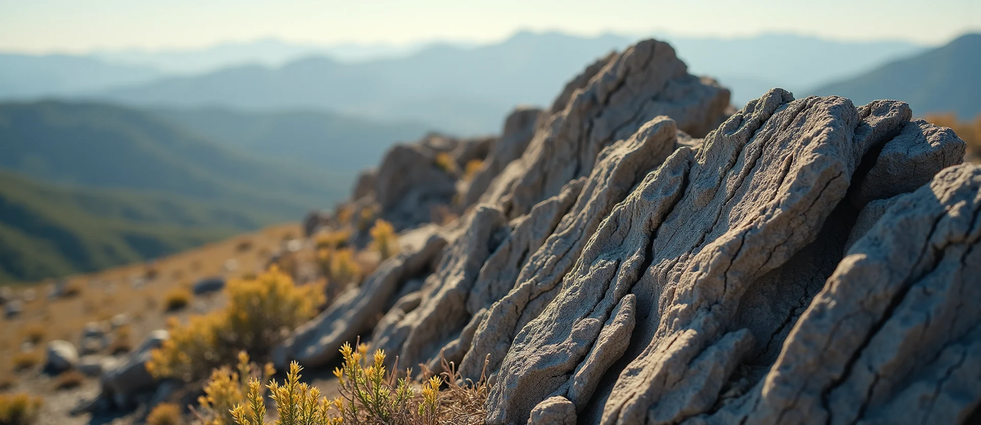 Symbolizing Stability/Peak: A local Rabbitbrush solid mountain ridge. - AI Generated