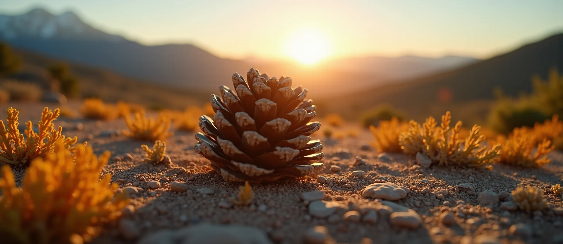 Symbolizing Seed/New Beginning: A local Indian Paintbrush opening pine cone. - AI Generated