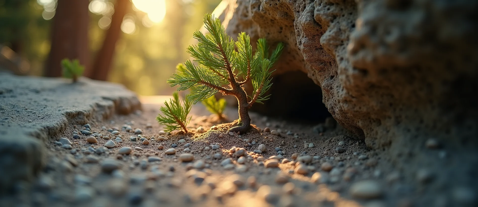 Symbolizing Growth/Resilience: A local Manzanita tree growing out of a rock cleft. - AI Generated