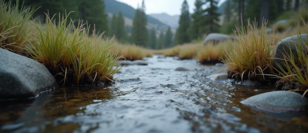 Symbolizing Flow/Cleansing: A local Sierra Juniper clear cold snowmelt stream. - AI Generated