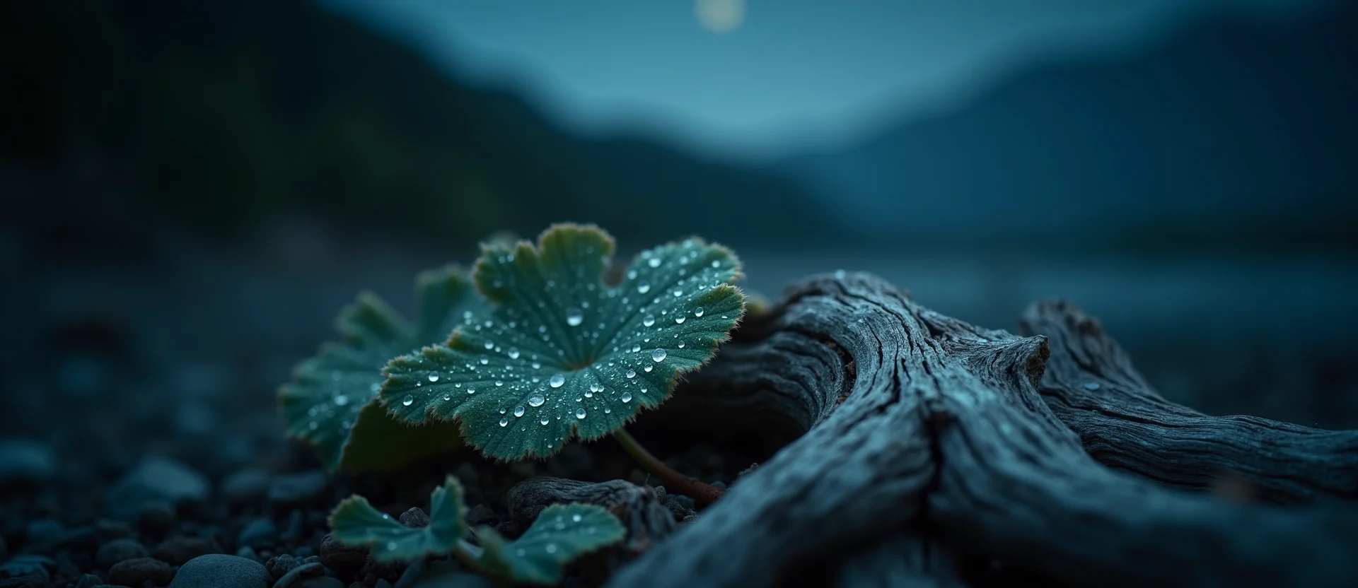Symbolizing Flow/Cleansing: A local Mountain Mahogany raindrops on desert leaves. - AI Generated