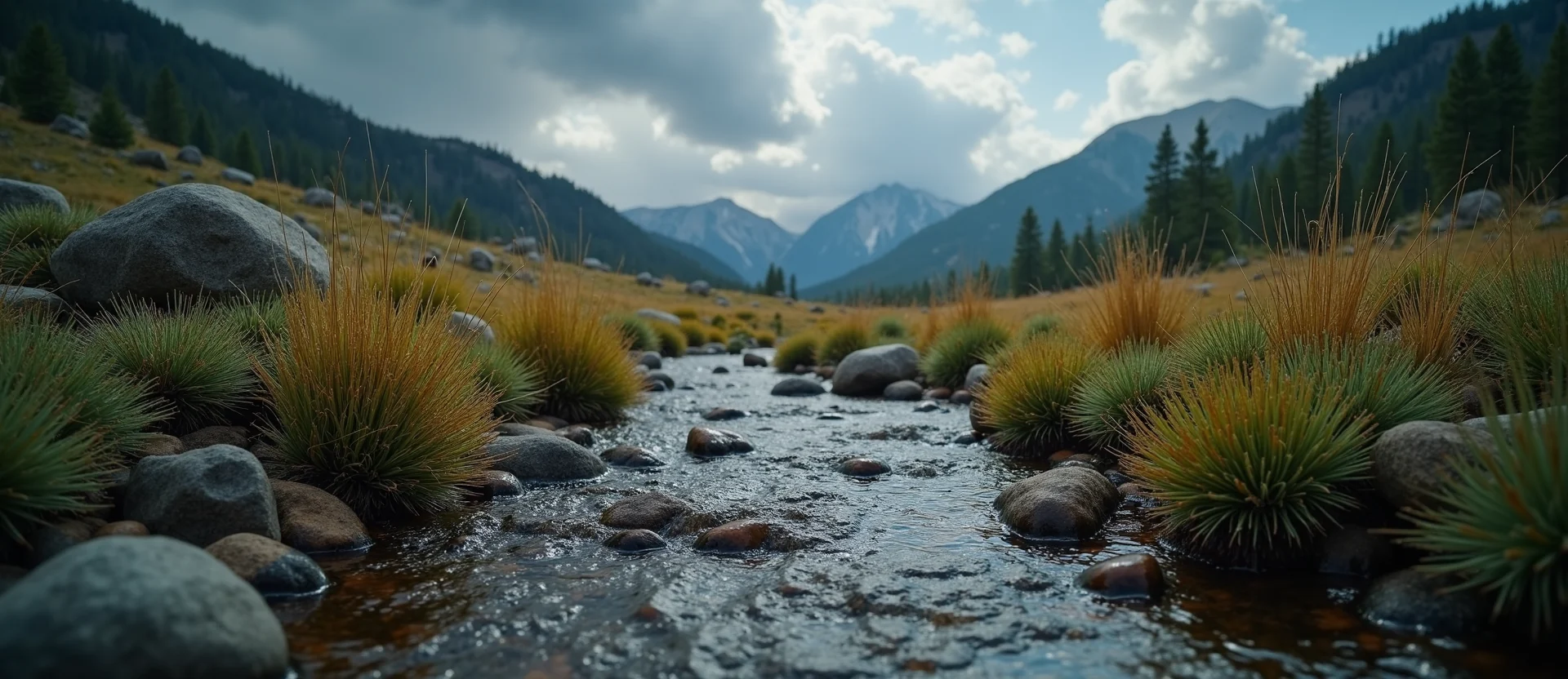 Symbolizing Flow/Cleansing: A local Desert Peach babbling mountain creek. - AI Generated