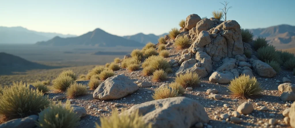Symbolizing Stability/Peak: A local Sagebrush (Artemisia tridentata) solid mountain ridge. - AI Generated