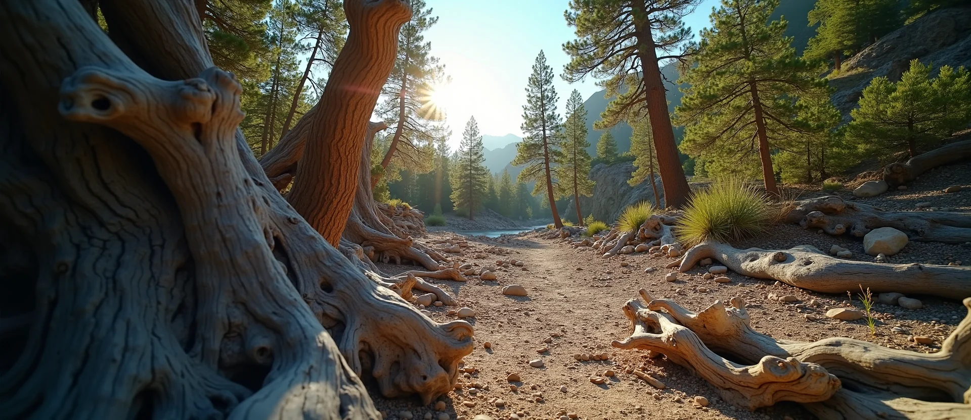 Symbolizing Growth/Resilience: A local Ponderosa Pine gnarled juniper roots. - AI Generated