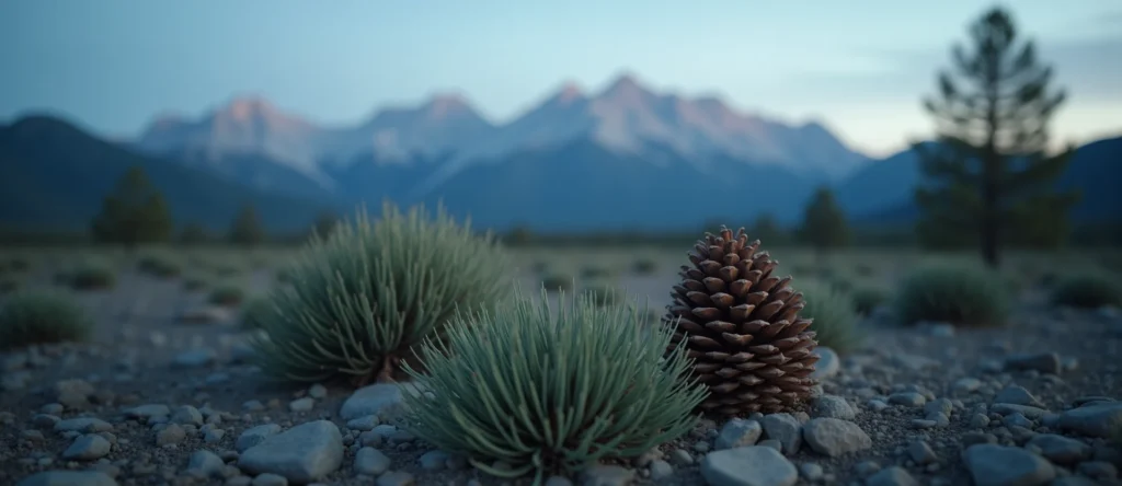Symbolizing Seed/New Beginning: A local Sagebrush (Artemisia tridentata) opening pine cone. - AI Generated