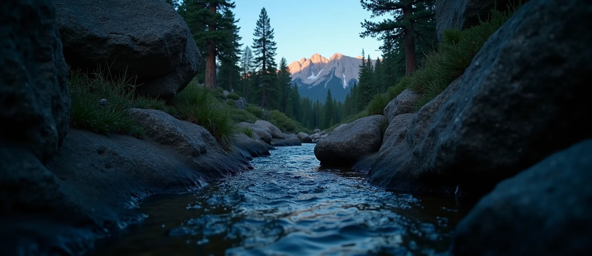 Symbolizing Flow/Cleansing: A local Sierra Juniper hidden small waterfall. - AI Generated