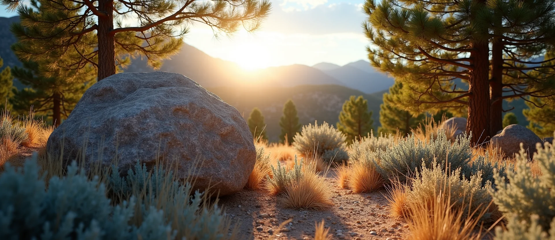 Symbolizing Stability/Peak: A local Desert Peach unshakable boulder. - AI Generated