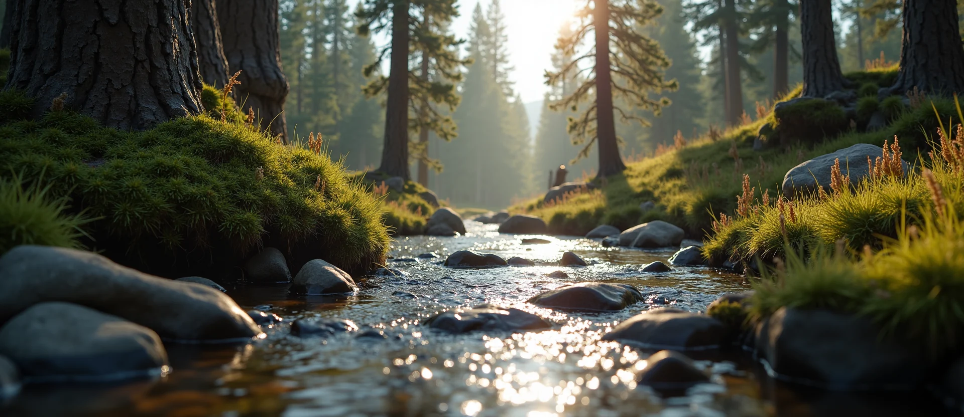 Symbolizing Flow/Cleansing: A local Mountain Mahogany babbling mountain creek. - AI Generated