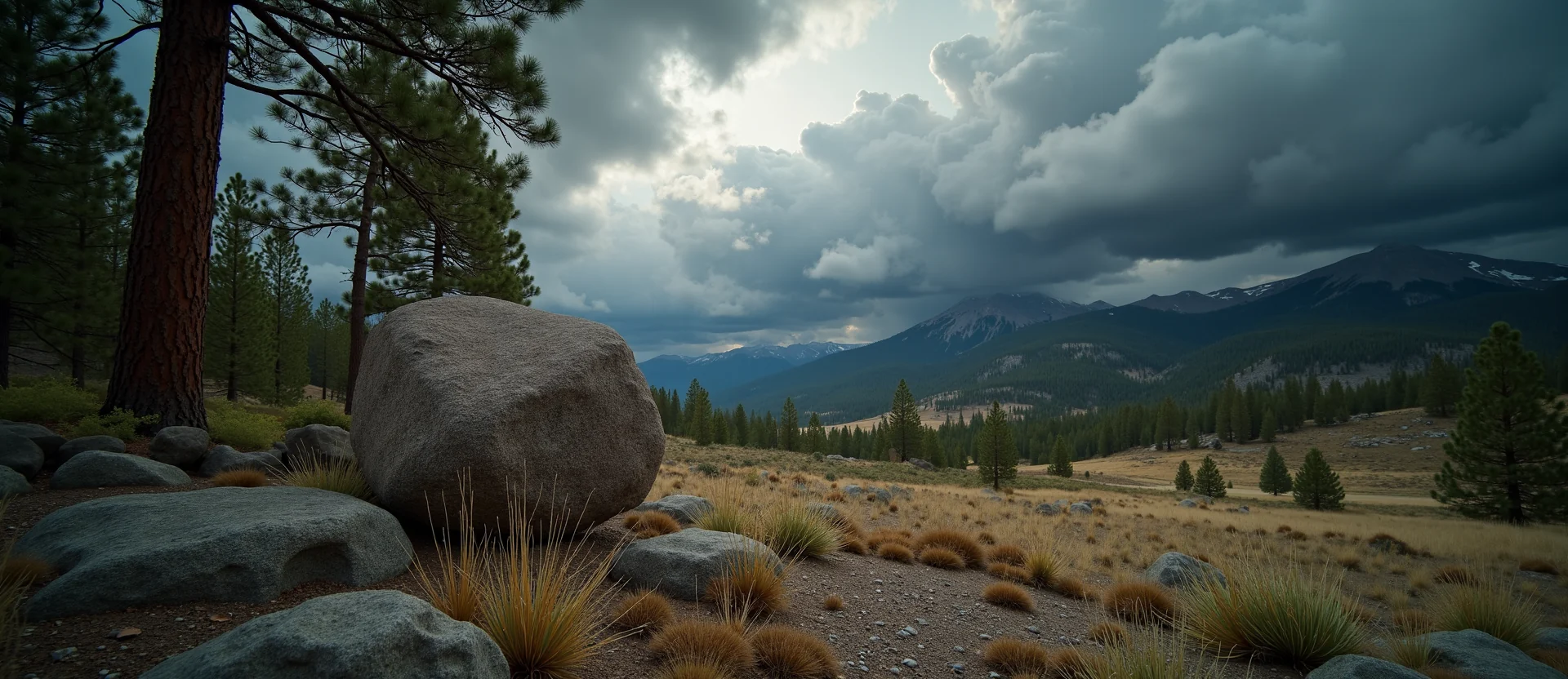 Symbolizing Stability/Peak: A local Ponderosa Pine unshakable boulder. - AI Generated