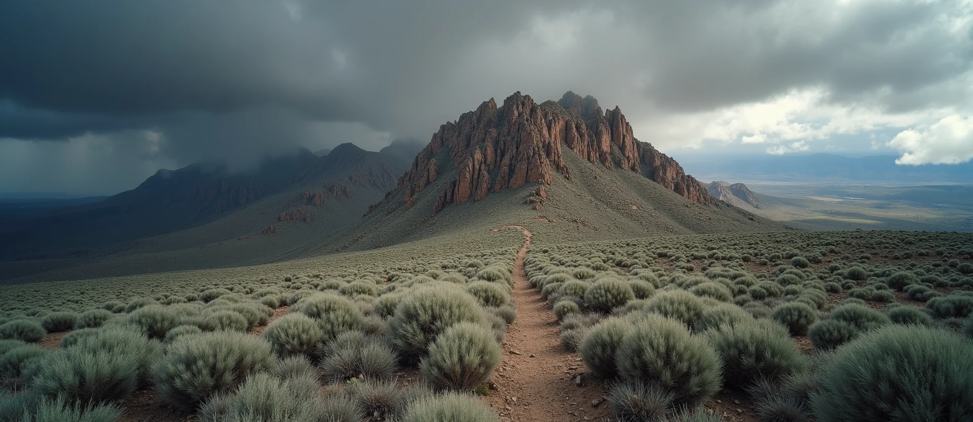 Symbolizing Stability/Peak: A local Sagebrush (Artemisia tridentata) solid mountain ridge. - AI Generated
