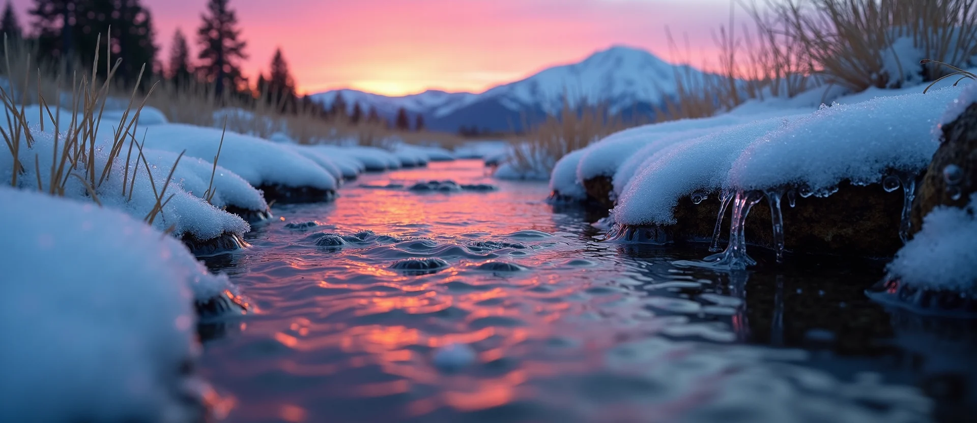 Symbolizing Flow/Cleansing: A local Quaking Aspen clear cold snowmelt stream. - AI Generated