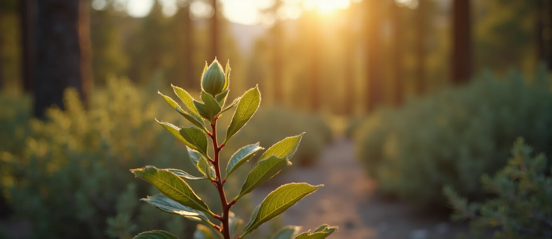 Symbolizing Seed/New Beginning: A local Sierra Juniper new green bud on a branch. - AI Generated