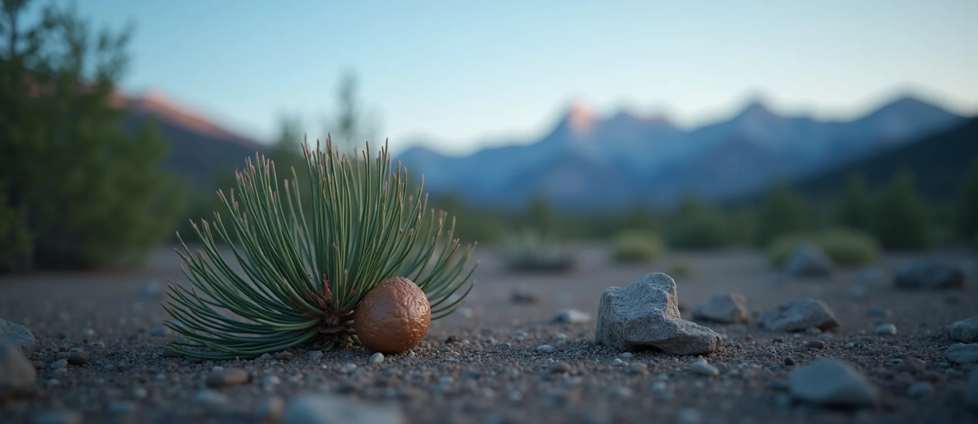 Symbolizing Seed/New Beginning: A local Mountain Mahogany single pine seed on dry earth. - AI Generated