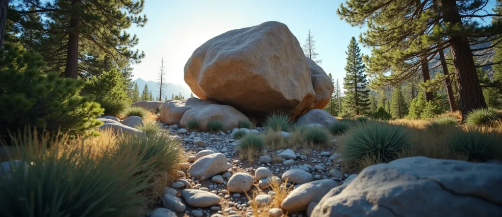 Symbolizing Stability/Peak: A local Quaking Aspen unshakable boulder. - AI Generated