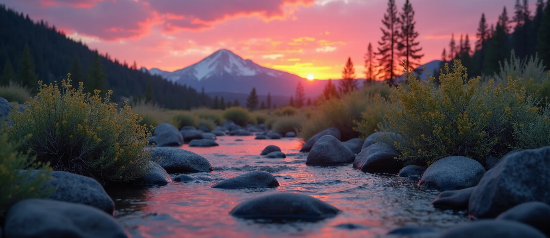 Symbolizing Flow/Cleansing: A local Sagebrush (Artemisia tridentata) smooth Truckee river stones. - AI Generated