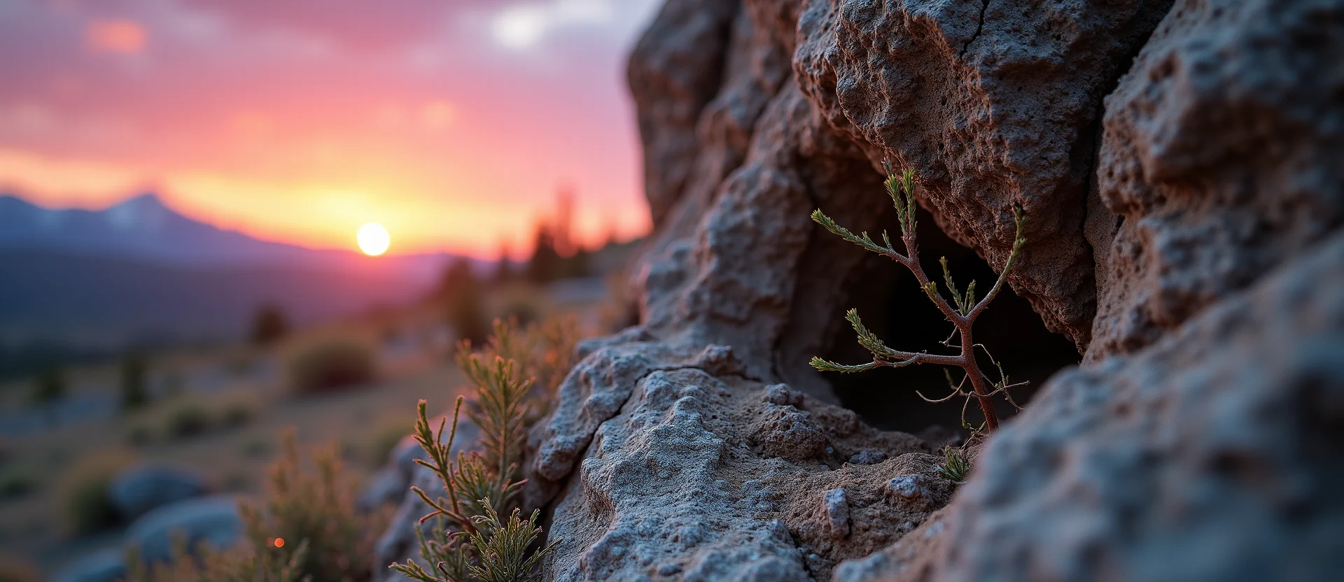 Symbolizing Growth/Resilience: A local Sagebrush (Artemisia tridentata) tree growing out of a rock cleft. - AI Generated