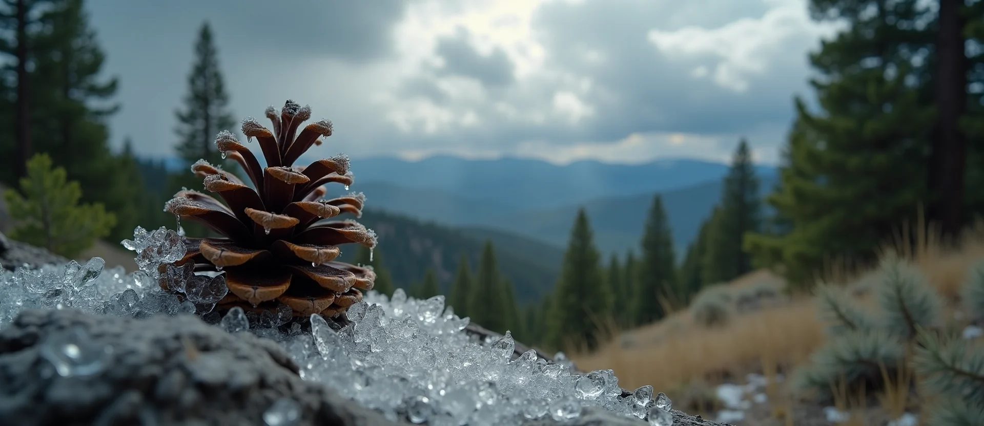 Symbolizing Seed/New Beginning: A local Ponderosa Pine opening pine cone. - AI Generated