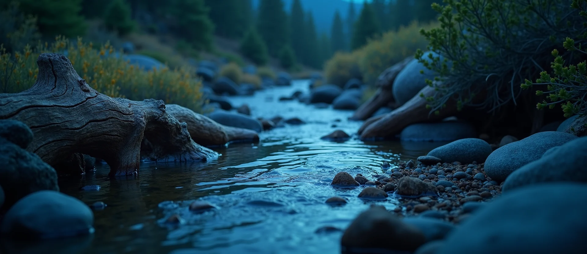 Symbolizing Flow/Cleansing: A local Manzanita babbling mountain creek. - AI Generated