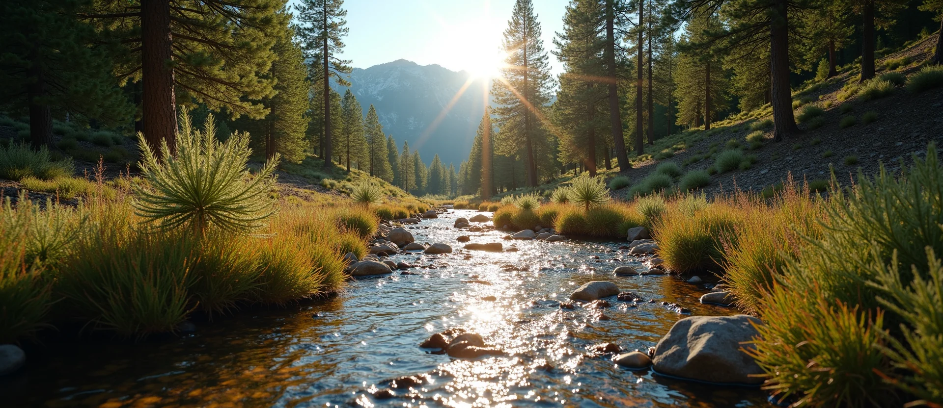 Symbolizing Flow/Cleansing: A local Mountain Mahogany clear cold snowmelt stream. - AI Generated