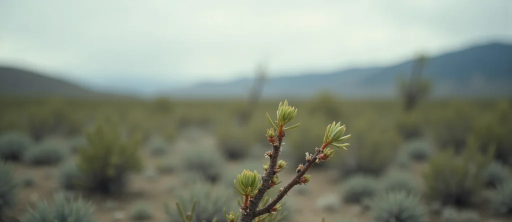 Symbolizing Seed/New Beginning: A local Bitterbrush new green bud on a branch. - AI Generated