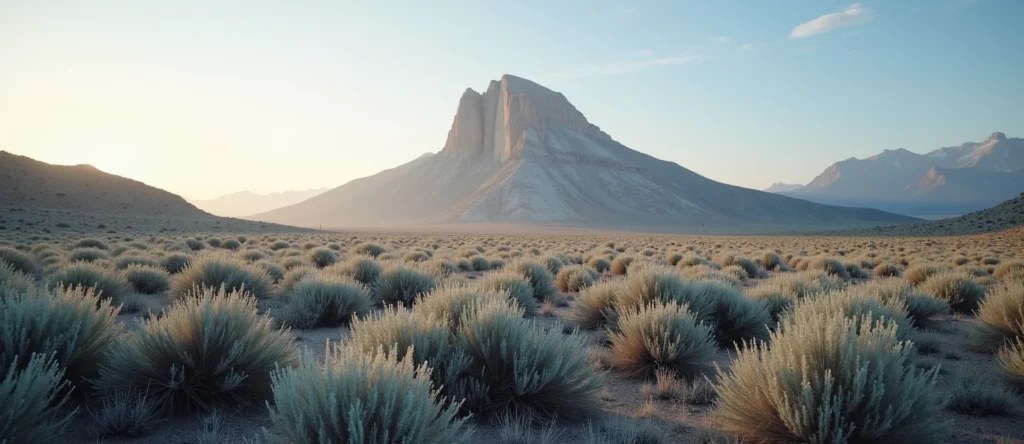Symbolizing Stability/Peak: A local Sagebrush (Artemisia tridentata) jagged granite peak. - AI Generated