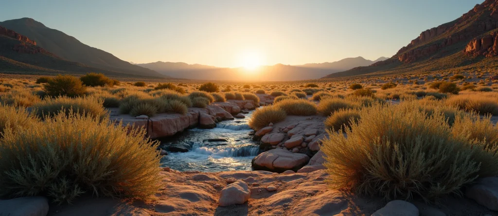 Symbolizing Flow/Cleansing: A local Sagebrush (Artemisia tridentata) hidden small waterfall. - AI Generated