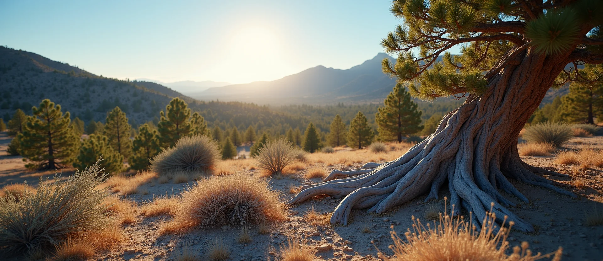 Symbolizing Growth/Resilience: A local Sierra Juniper gnarled juniper roots. - AI Generated