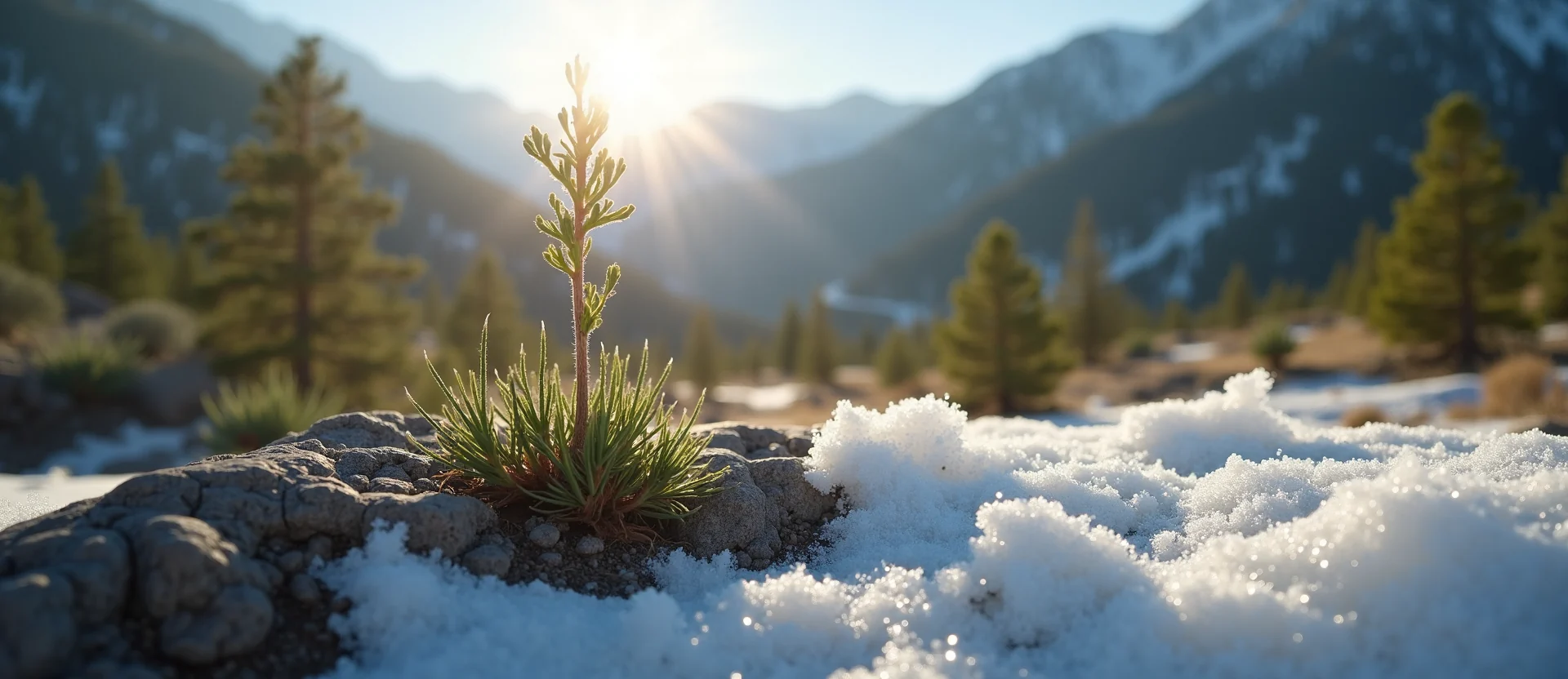 Symbolizing Seed/New Beginning: A local Mountain Mahogany sprouting sagebrush seedling. - AI Generated