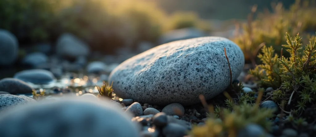 Symbolizing Flow/Cleansing: A local Manzanita smooth Truckee river stones. - AI Generated