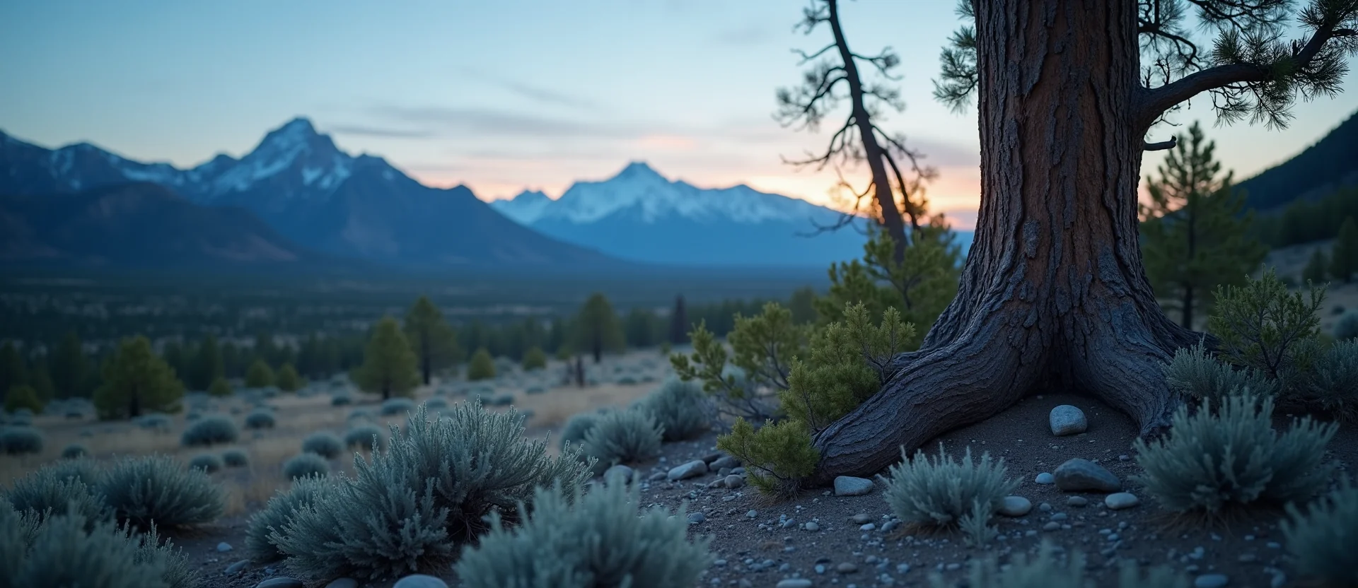 Symbolizing Growth/Resilience: A local Bitterbrush sturdy weathered tree trunk. - AI Generated
