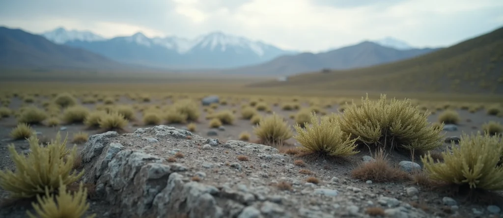 Symbolizing Stability/Peak: A local Rabbitbrush distant Sierra horizon. - AI Generated