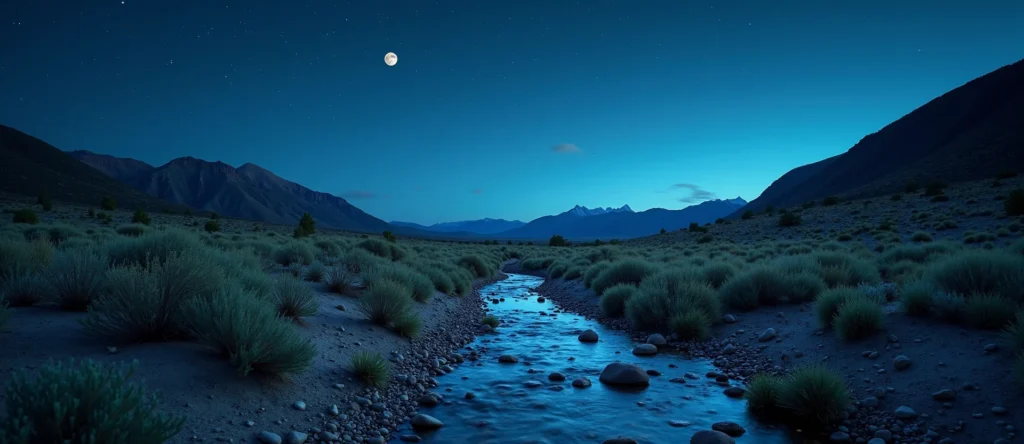 Symbolizing Flow/Cleansing: A local Indian Paintbrush babbling mountain creek. - AI Generated