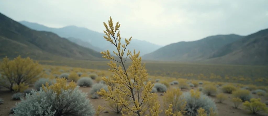 Symbolizing Growth/Resilience: A local Rabbitbrush new branch reaching for the sky. - AI Generated