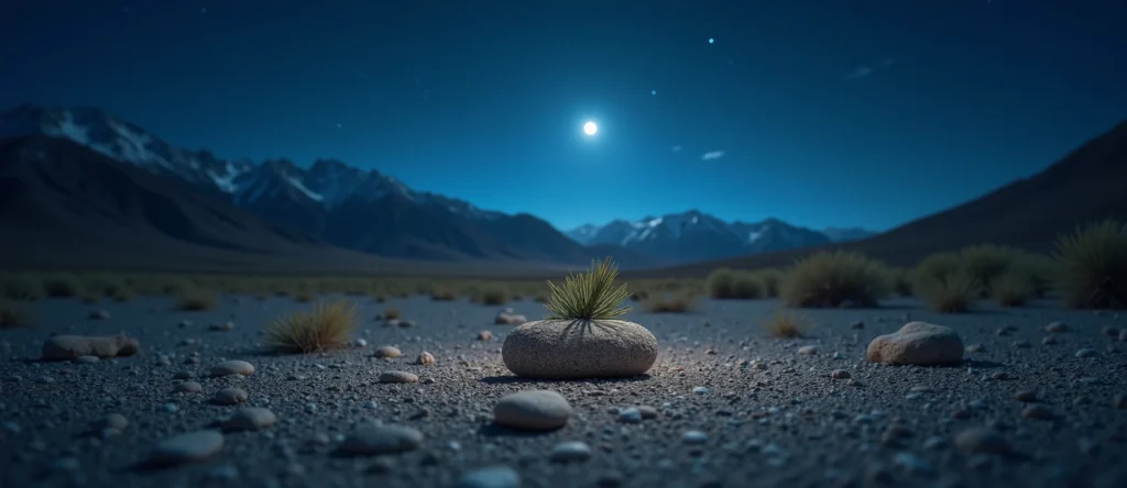 Symbolizing Seed/New Beginning: A local Desert Peach single pine seed on dry earth. - AI Generated
