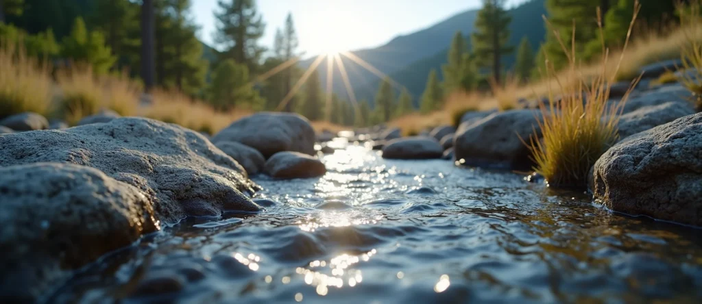 Symbolizing Flow/Cleansing: A local Ponderosa Pine babbling mountain creek. - AI Generated