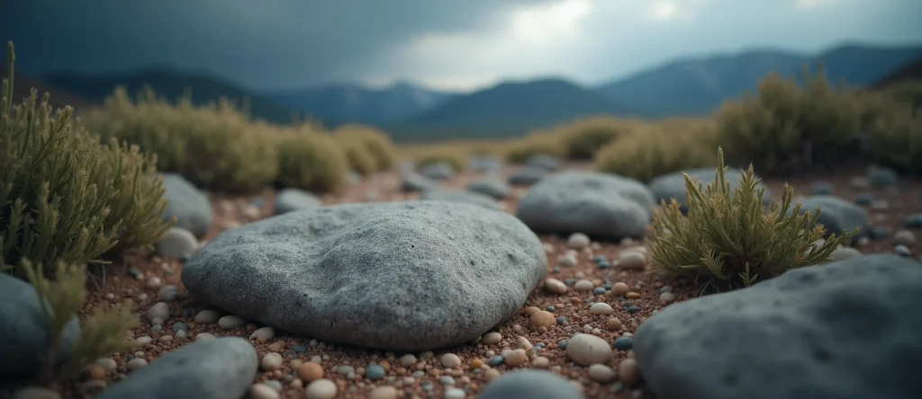 Symbolizing Flow/Cleansing: A local Bitterbrush smooth Truckee river stones. - AI Generated
