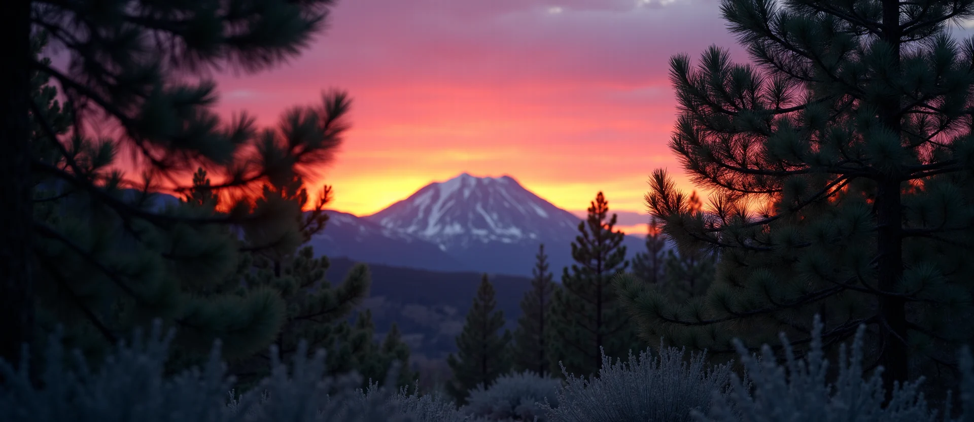 Symbolizing Stability/Peak: A local Ponderosa Pine distant Sierra horizon. - AI Generated