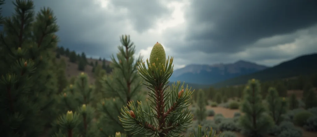 Symbolizing Seed/New Beginning: A local Desert Peach new green bud on a branch. - AI Generated
