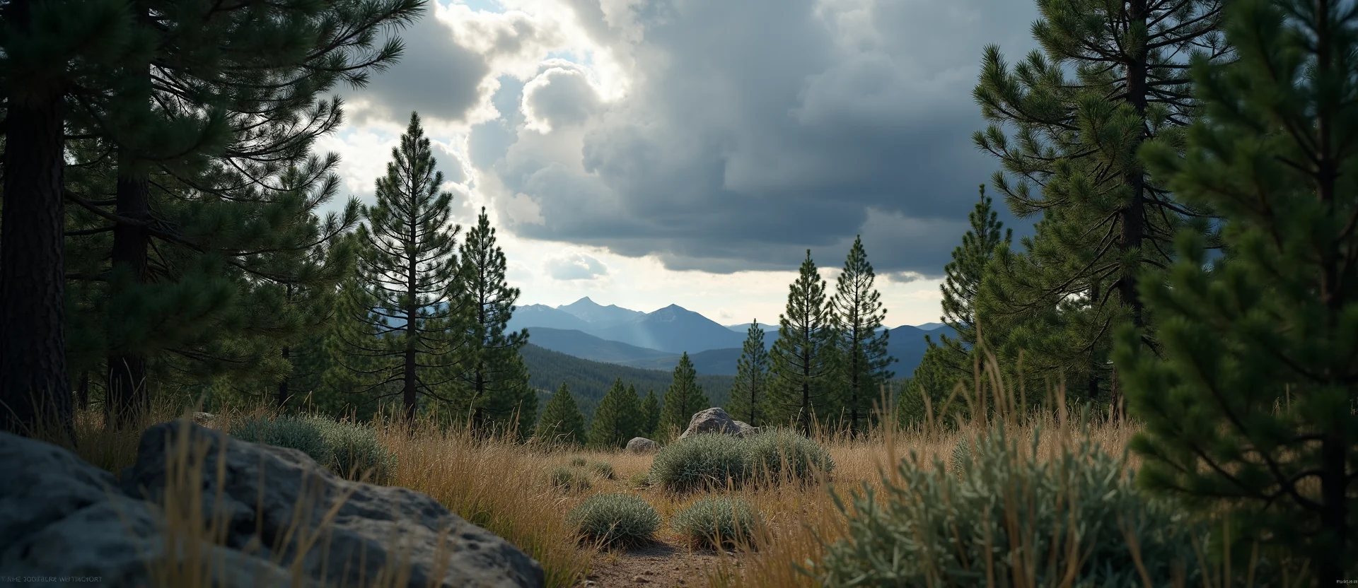 Symbolizing Stability/Peak: A local Quaking Aspen distant Sierra horizon. - AI Generated