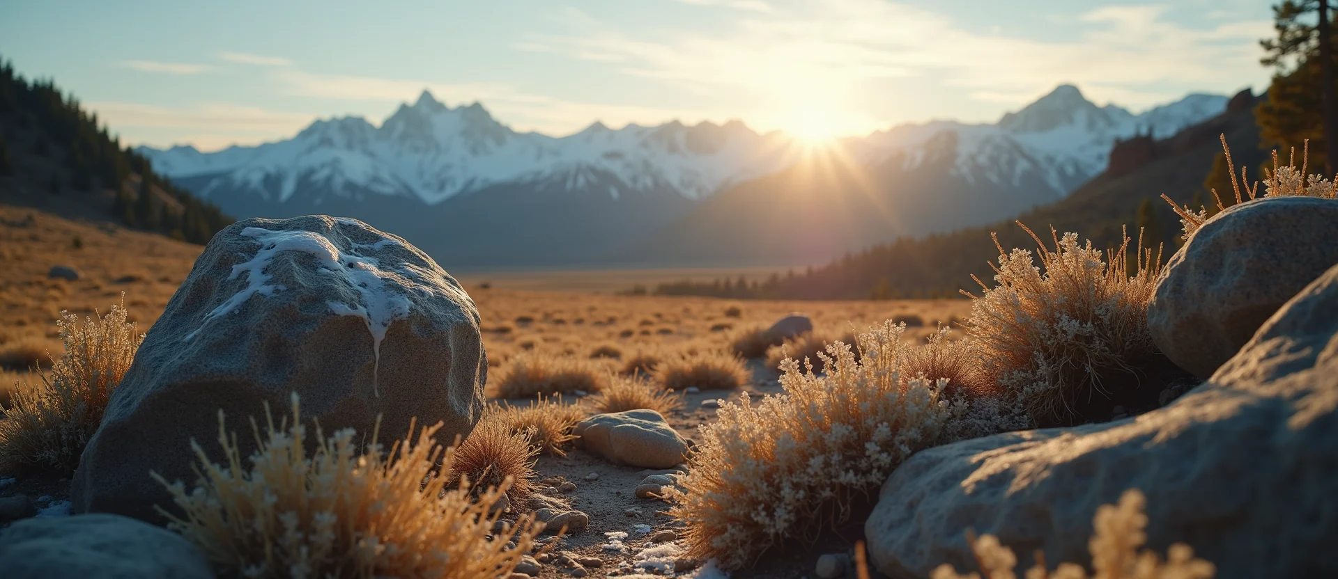 Symbolizing Stability/Peak: A local Bitterbrush unshakable boulder. - AI Generated