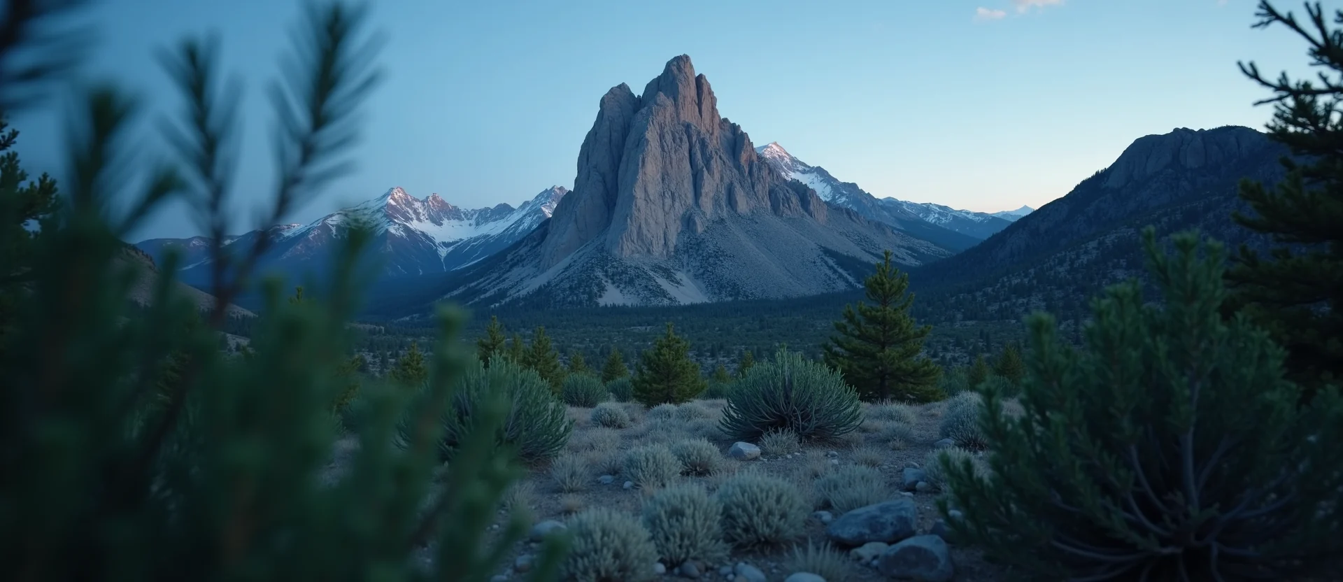 Symbolizing Stability/Peak: A local Bitterbrush jagged granite peak. - AI Generated