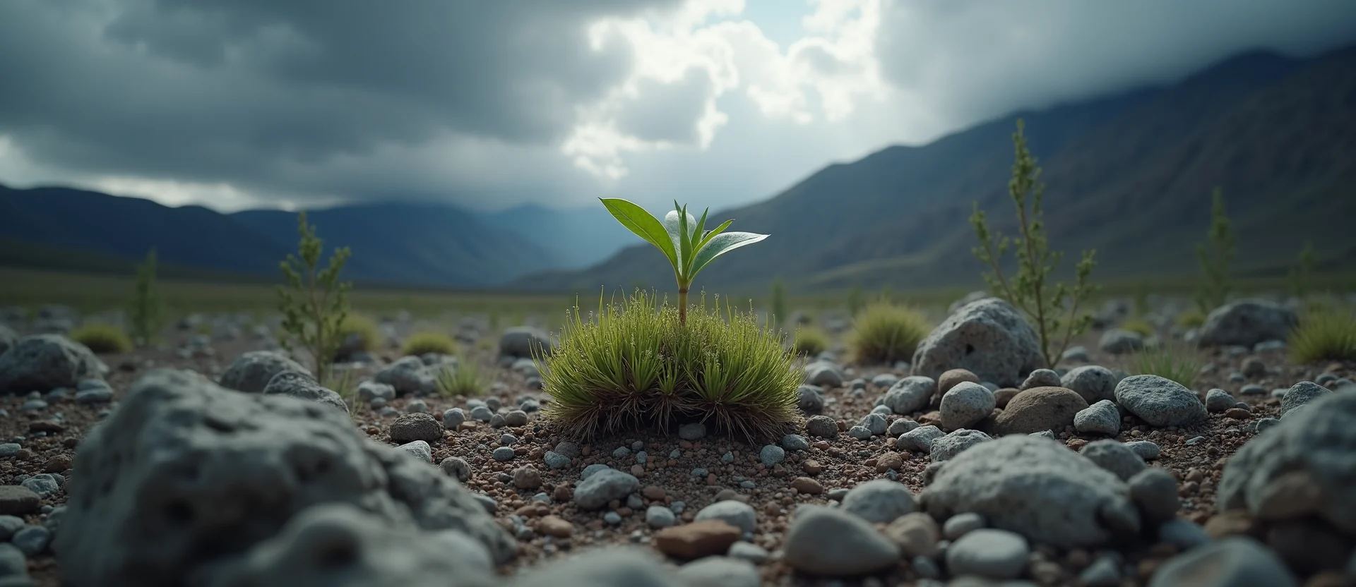 Symbolizing Seed/New Beginning: A local Sierra Juniper sprouting sagebrush seedling. - AI Generated