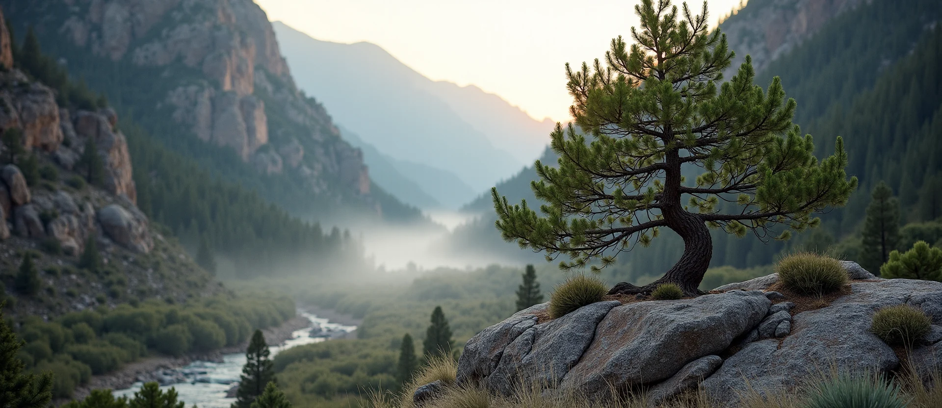 Symbolizing Growth/Resilience: A local Bitterbrush tree growing out of a rock cleft. - AI Generated
