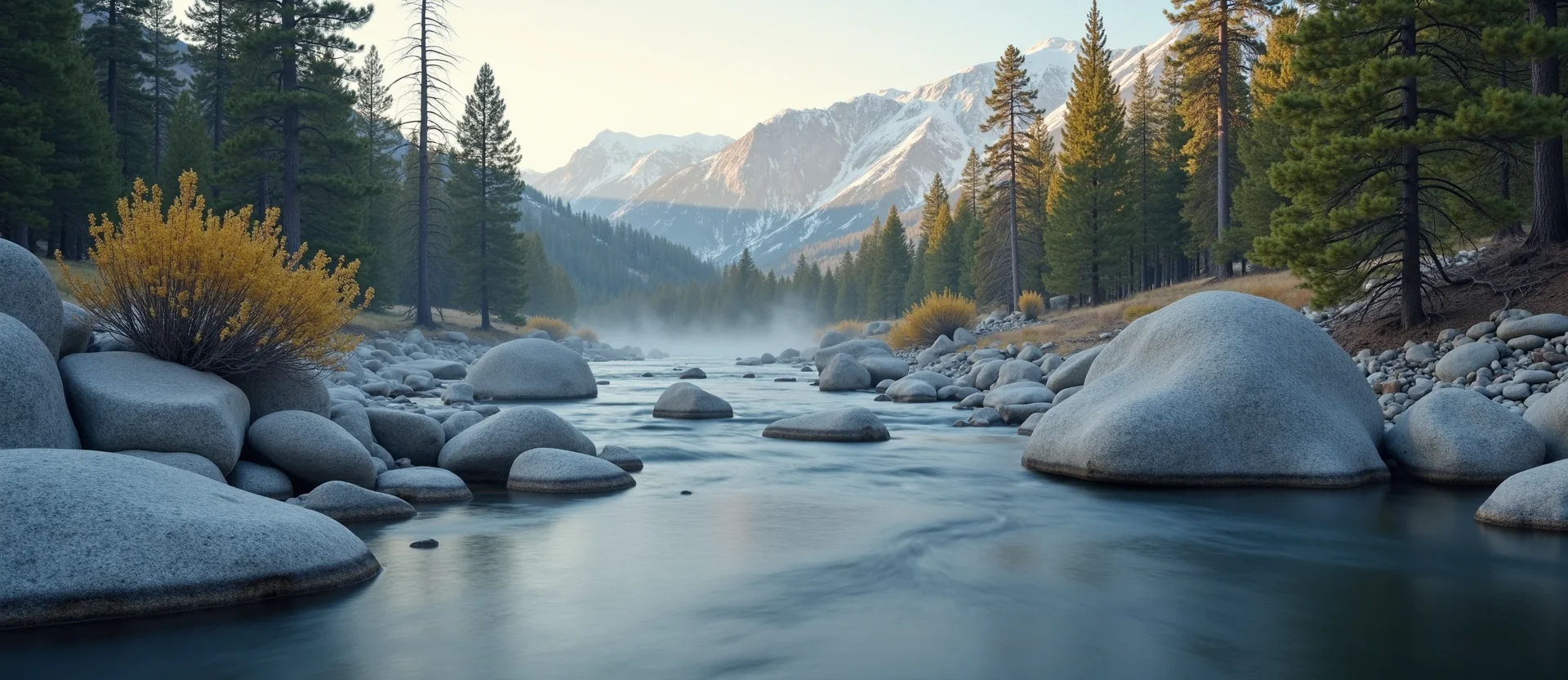 Symbolizing Flow/Cleansing: A local Quaking Aspen smooth Truckee river stones. - AI Generated